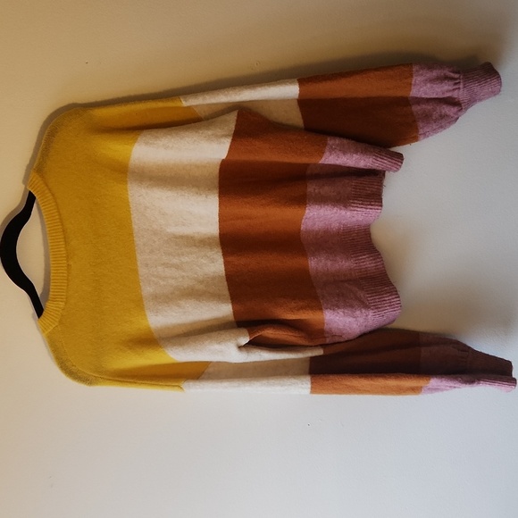 Madewell 'Gladwell' balloon sleeve fuzzy striped sweater - multicolor - Size S - Picture 9 of 10